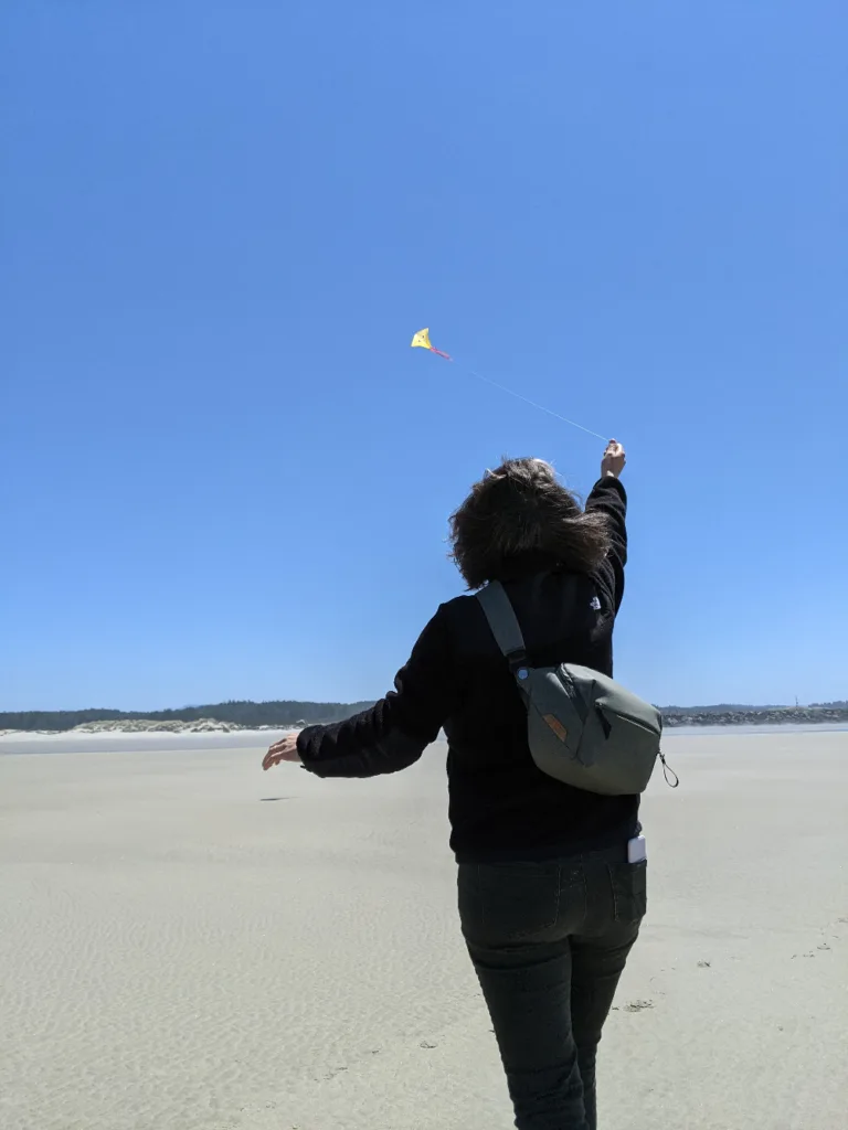 Samantha flying a kite